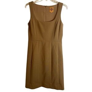 TORY BURCH Azalea Square Neck Woolen Dress Camel Brown Size 6